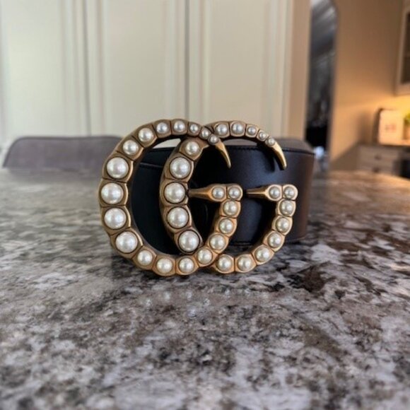 Gucci Marmont Wide Belt With Pearls - Picture 7 of 8